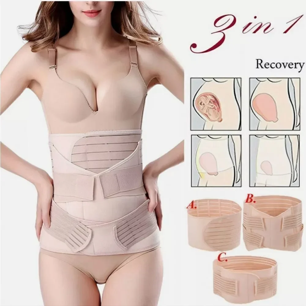 Chongerfei 3 in 1 Postpartum Support Recovery Belly Wrap Waist/Pelvis Belt Body